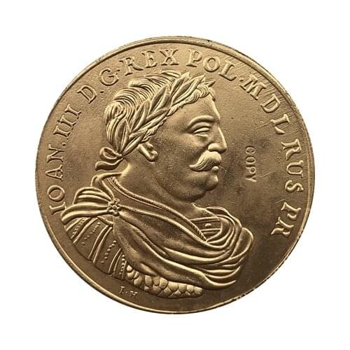 24-k Gpld-Plated 1674-1696 Poland coins COPY FREE SHIPPING 34.5mm