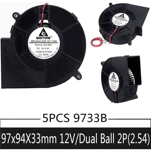 5 pieces/lots Gdstime Ball 12V 97mm x 33mm DC Brushless Turbo Blower Fan 9733 Centrifugal Blower Cooler Cooling Fan