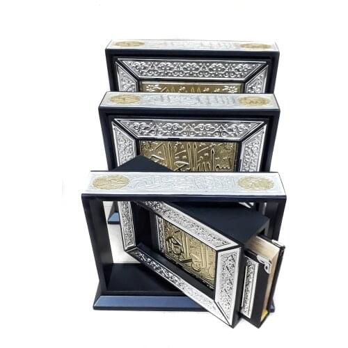 925 Sterling Micron Silver Plated Quran Wooden Box Gifts Hand Made High Quality Muslim Book Set Islamic Luxury decoration 02