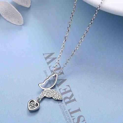 925 Sterling Silver Butterfly Necklace Over Diamond Exquisite Clavicle Chain Wedding Party Jewelry Charm Choker Necklaces
