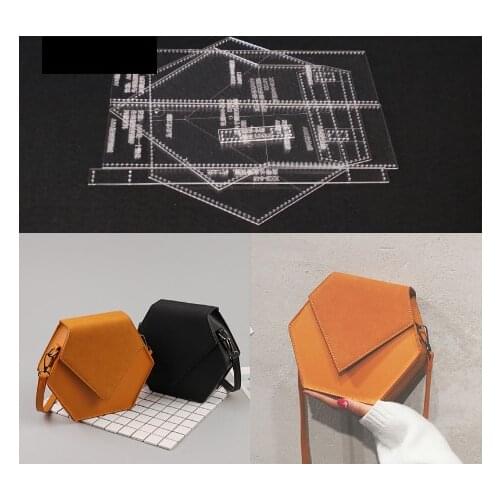 Acrylic mold template DIY leather handmade craft ladies zipper ladies bag leather BOX sewing pattern