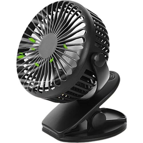 Mini Mute Clip Fan Rechargeable Silent 4 Blades Baby Stroller Fans Portable Air Cooling 3 Speeds Desk USB Fan with USB Output