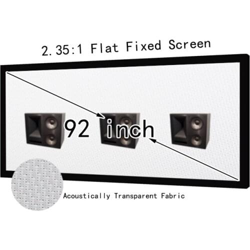 HD 92inch Diagonal Sound Transparent Screen , 2.35 : 1 Fixed Frame Flat Wall Mount Projector Screens