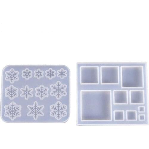 DIY Crystal Epoxy Mold Snowflake Square Multi-Spec Mold Pendant Ornament Silicone Mold Jewelry Making