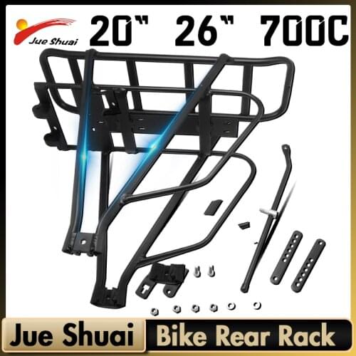 Double Layer 26" 700C Electric Bicycle Rear Rack Battery Rear Carrier Luggage Electric Bike Accessories Ebike Black Rear Rack