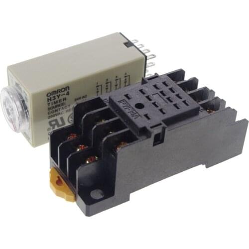 H3Y H3Y-4 DC 24V 5A Delay Timer Time Relay 0-5 Second 5s 5sec 24V & Base
