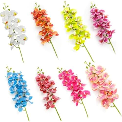 Fake Artificial Flower Single Branch Simulation 3D Printing 5 Heads Phalaenopsis Real Feel Orchid for Wedding Home Decoration