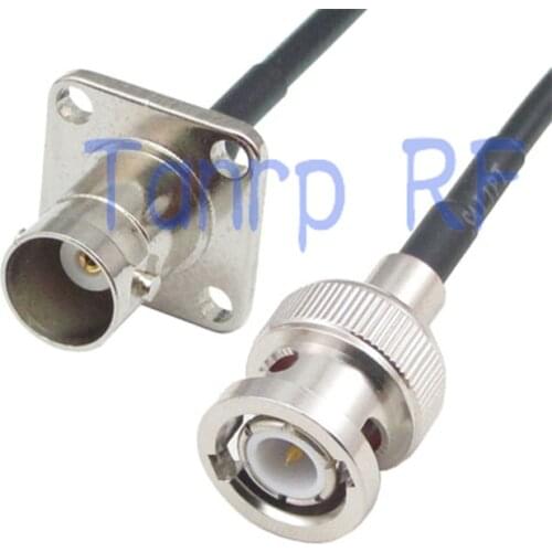 50CM Pigtail coaxial jumper cable RG174 extension cord 20in BNC male plug to BNC female with 4 hole panel RF connector adapter