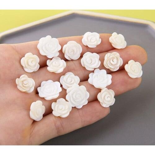 4pcs Retro Rose Camellia Sweet earrings For Women&Girl Natural Shell Carving Flower Patch pendant Earrings Phone Case Material