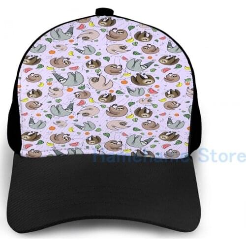 Fashion Sloths in Purple Basketball Cap men women Graphic print black Unisex adult hat