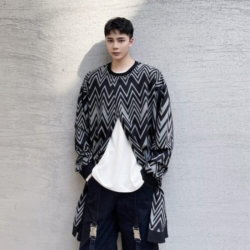 Mens Fashion Gothic Punk Round Collar Long Sleeve Oversize Printed Shirt Tops 2021