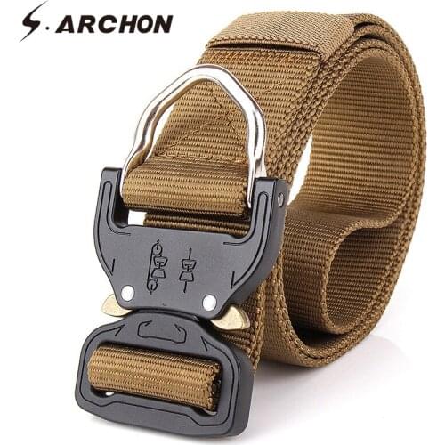 S.ARCHON Equipment Tactical Military Nylon Belts Men Sturdy Knock Off Army Soldier Combat Belts Heavy Duty Waist Belt Strap