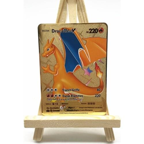 New Anime Mewtwo Golden TAG EX Metal PV French Pokemon Card Pikachu Vmax Charizard Game Battle Collection Pokemon Card Toy Model