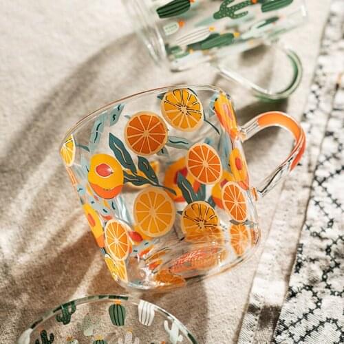 Очки кружка Creative Glass Drinking Cups Simple Fresh Forest Fruit Salad Bowl Living Room Large Capacity Coffee Mugs Tumblerful