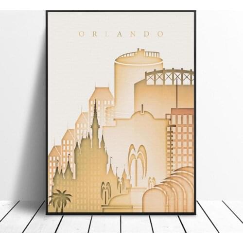 Orlando Florida Skyline Canvas Print Wall Art Poster Picture Modern Bedroom Living Room Decoration No Frame