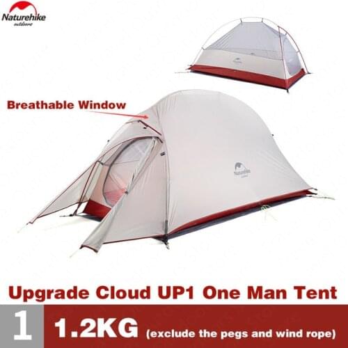 Naturehike Upgraded Cloud Up 1 Tent Single Man Camping Tent Outdoor Ultralight Hiking Climbing Tent with free mat