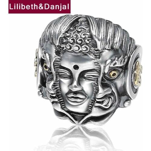 Punk 925 Sterling Silver Ring Men Jewelry Buddha Magic In a Moment Wedding Opening Ring Women Gift Fine Jewelry R5