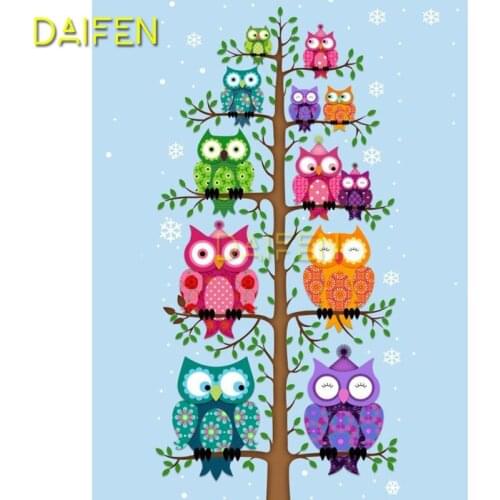 Full Square Diamond painting colorful owl tree Cross stitch DIY 3D Diamond mosaic Full Round Diamond embroidery