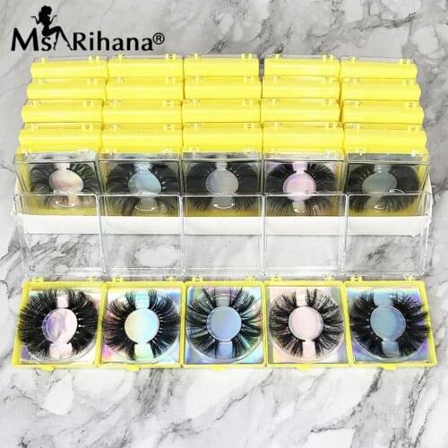 Fluffy 5D Mink Eyelashes Wholesale Vendor Natural Thick 25MM False Eyelash Packaging Box Handmade 3D Lashes In Bulk Makeup Tools