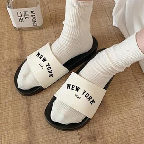 Women Shoes New York Letter Hipster Printing Harajuku Women Sandals Summer Simple Shoes for Woman Fashion Open Toe Slippers2021