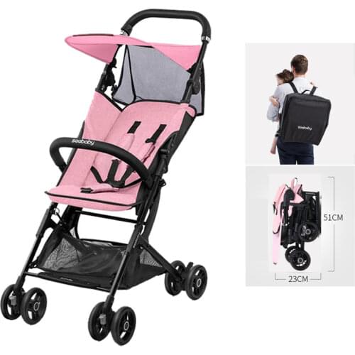Seebaby stroller light weight portable travelpram half-lie baby summer folding cart pink Backpack stroller baby jogger