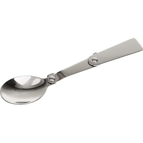 Outdoors Foldable Stainless Steel Spoon for Hiking Tableware Cookout Picnic