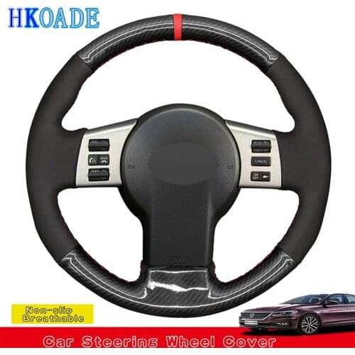 DIY Hand-stitched Black Carbon Fiber Leather Steering Wheel Cover For Infiniti FX FX35 FX45 2003-2007 2008 Nissan 350Z 2002-2009