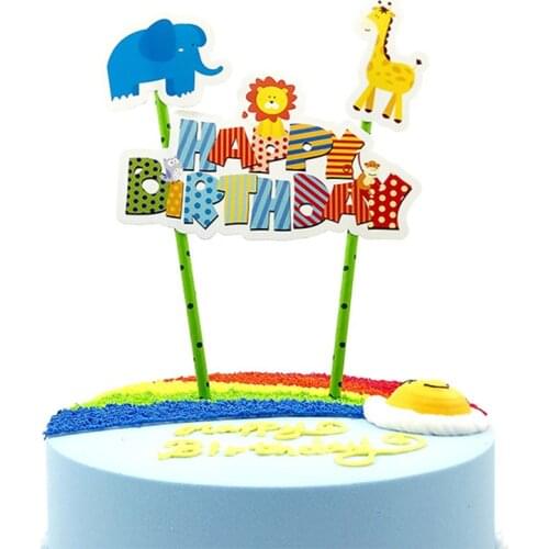 1 Set Cake Topper Decoration For Kid Children Jungle Animal Lion Tiger Birthday Party Baby Shower Baking Cake Accessory Supplies
