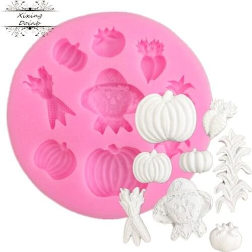 Xixing Scarecrow pumpkin corn silica gel cake mold soft candy cake decoration tool silica gel Chocolate Candy Mold