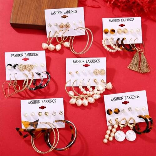 IF YOU New Style Fashion Pearl Acrylic Drop Earrings For Women Trendy Geometric Round Statement Dangle Earrings Set Jewelry 2019