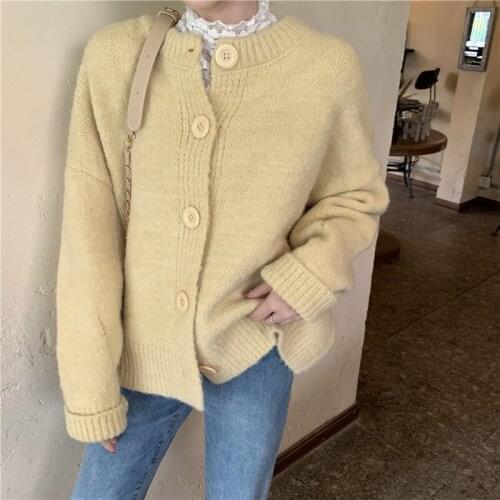 Autumn Winter New Sweater Cardigan Women Harajuku Long Sleeve Knitted Sweaters Ladies Clothes Loose Coat Female Streetwear G1411