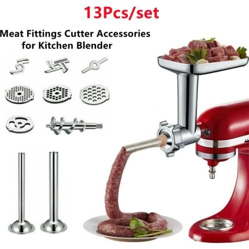 1 Set Stainless Steel Kitchen Meat Fittings Cutter Rod Grinder Sausage Filling Attachment For Kitchen Aid Blender Cross Razor