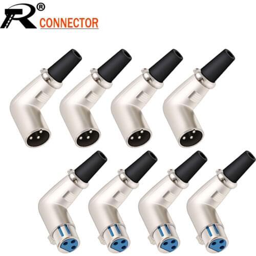 10pcs/lot 3 Pin XLR Right Angle Connector XLR Female Jack Socket Microphone MIC Cable Soldering 90 Degree Wire Connector