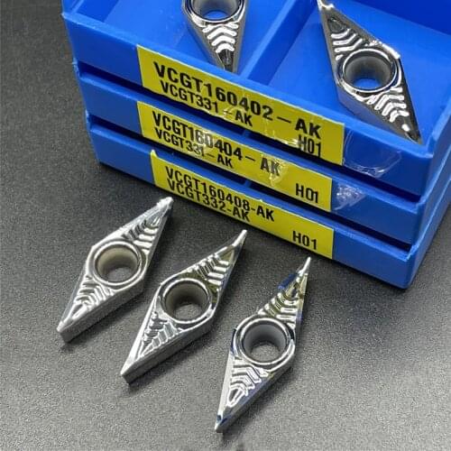 10PCS VCGT160402/04/08 AK H01 Aluminum cutter blade Insert Cutting Tool turning tool CNC Tools