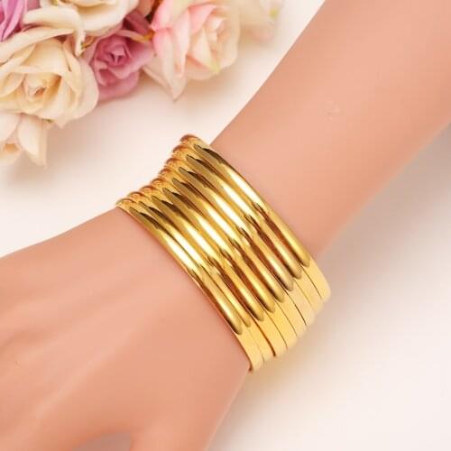 12pcs Gold Bangle for Women Gold Dubai Bride Wedding Ethiopian Bracelet Africa Bangle Arab Jewelry Gold Charm Bracelet gifts