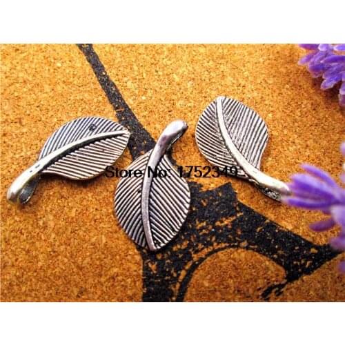 20pcs--Leaf Charms, Antique silver Two Sided leaf charm pendants 28 x 16mm