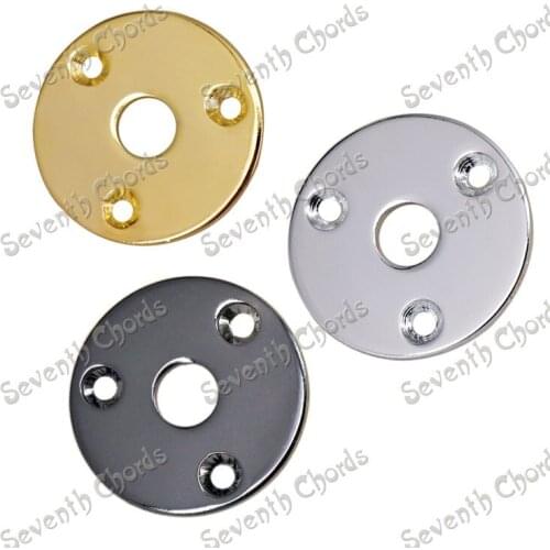 3 Pcs Metal Round Guitar Jack Plates JackPlate Cover for Electric Guitar Bass Replacement -- Chrome - Black - Gold for ch