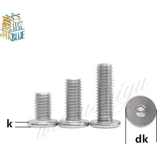 5/10/20/50X CM M1.6 M2 M2.5 M3 M4 M5 M6 M8 A2 304 Stainless Steel Hex Hexagon Socket Ultra Thin Super Flat Wafer Head Screw Bolt