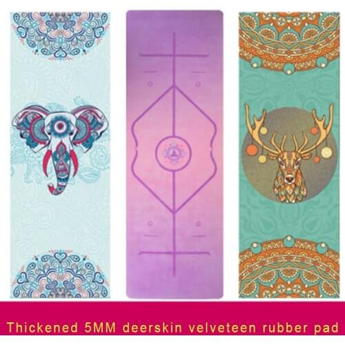 5mm natural rubber suede yoga mat printed high-temperature non-slip gym mat blanket
