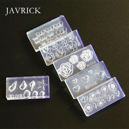 6Pcs 3D Stereo Mini Flower Carving Mold Nail Art Mould Template Silicone Mold Craft Tool DIY Pendant Accessories Jewelry Making