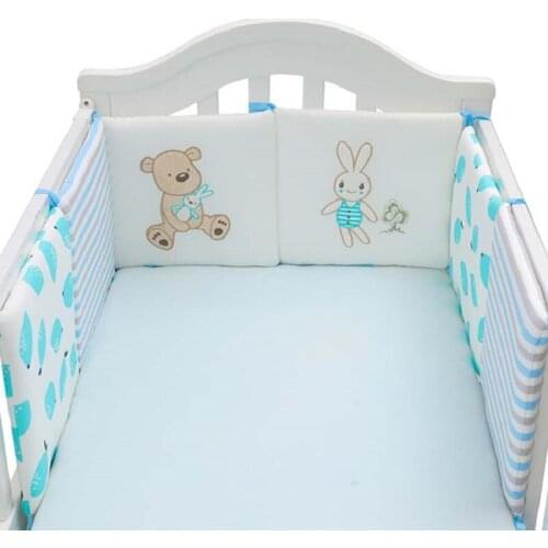 6Pcs/Set Infant Cartoon Bear Rabbit Crib Bumper Bed Protector Baby Kids Cotton Cot Nursery Bumper Baby Anti-collision Bumper
