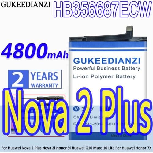GUKEEDIANZI Battery For Huawei Nova2 Plus Nova3i 4e Honor 9i 7X For Hua wei G10 Mate10 Lite Mate SE Phone Battery HB356687ECW