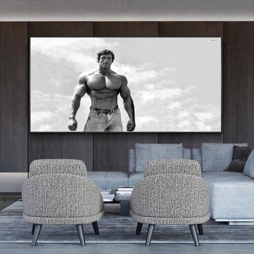 Arnold Schwarzenegger Bodybuilding Motivational Art Canvas Poster Print Fitness Inspirational Picture for Room Wall Decor