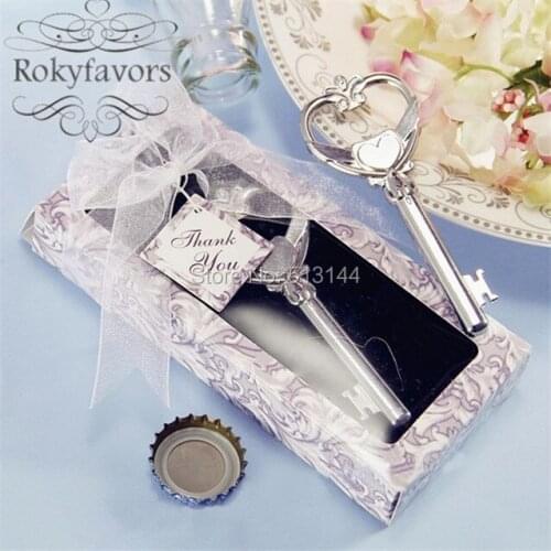FREE SHIPPING 50pcs Love &Hearts Key to My Heart Victorian Style Bottle Opener Wedding Giveaway Bridal Shower Party Favors