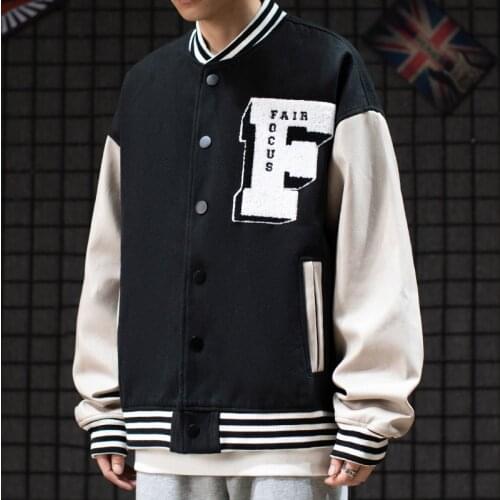 Ins China Embroidery Baseball Jacket Men Leather Patchwork High Street Mens Jackets Black Green