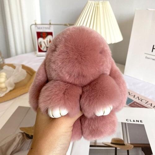 Hot Sale Real Rex Rabbit Fur Keychain Lovely Play Dead Rabbit Key Metal Ring Women Girls Key Bag Decoration Jewelry Accessories