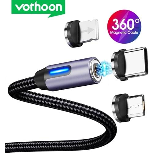 Vothoon Magnetic Charging Cable USB Charger Cord Micro USB Type C Fast Charge Cable For iphone Xiaomi Mobile Phone Magnet Wire