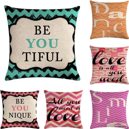 Colorful Letter Pattern Linen Throw Pillow Cover Cushions Car Home Decor Decoration Cartoon Sofa Bed 45x45cm Pillowcase