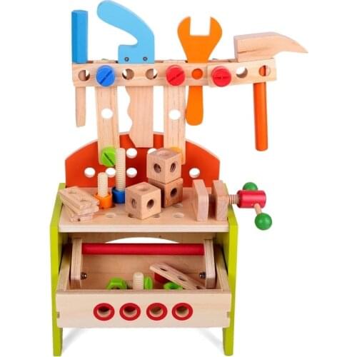 Preschool Montessori Toys Kids Pretend Play Wooden Toys Simulation Multifunctional Repair Tool Set Educational Toys For Children