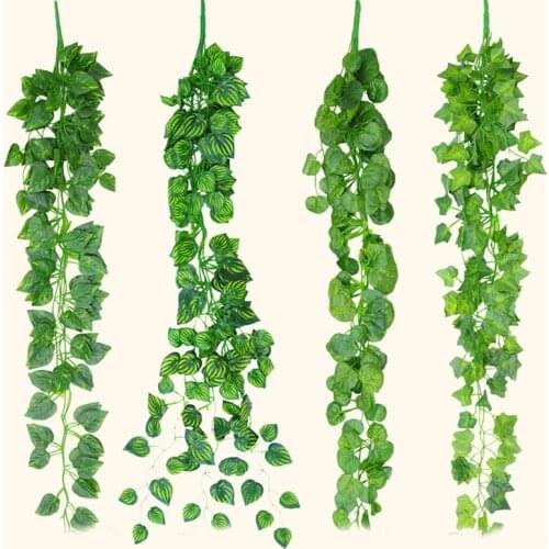 Artificial Leaf Garland Plants Wall Hanging Ivy Vine Green Radish Leaves Plants Bouquet Party Wedding Home DIY Decoration